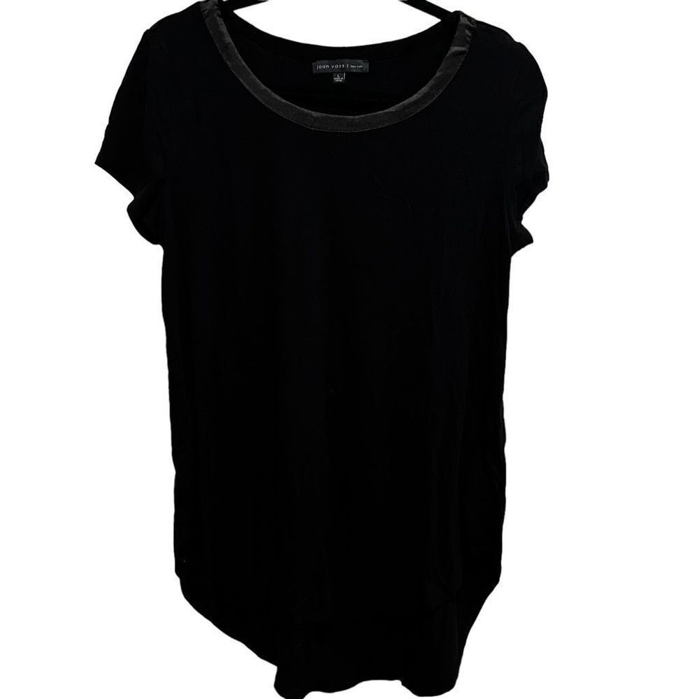 Joan Vass short sleeve tshirt satin neck trim